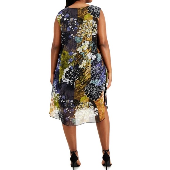 Women Formal Dress Plus Size 24W CONNECTED APPAREL Black Chiffon Overlay Sheath - Picture 3 of 6